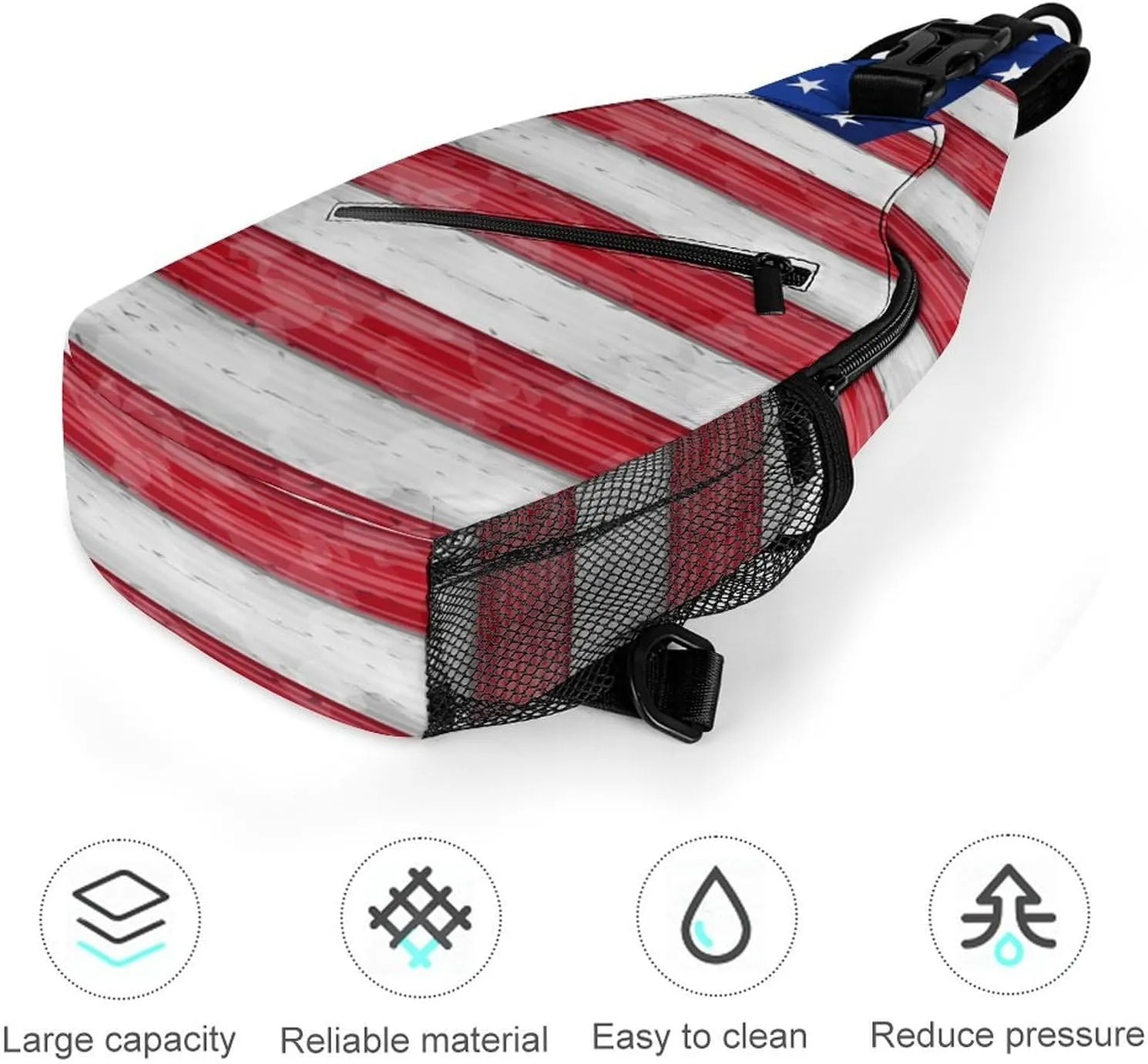 Supdreamc Men & Women Red Blue White American Flag Sling Bag Backpack Outdoor Sport Daypack Travel Bag - Multipurpose Anti-Theft Tactical Satchel, Unbalance Chest Bag Rucksack