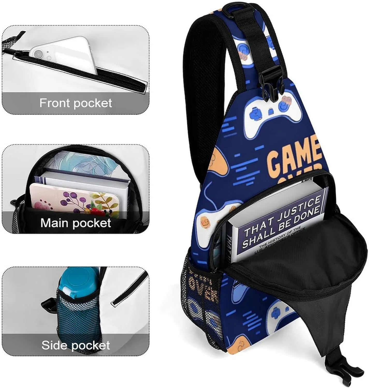 Supdreamc Men & Women Sling Backpack Gym Bags Sack Daypack Outdoor Backpack - Anti-Theft Multipurpose Bookbag, Handy Crossbody Chest Rucksack - Play Video Game Weapon Games