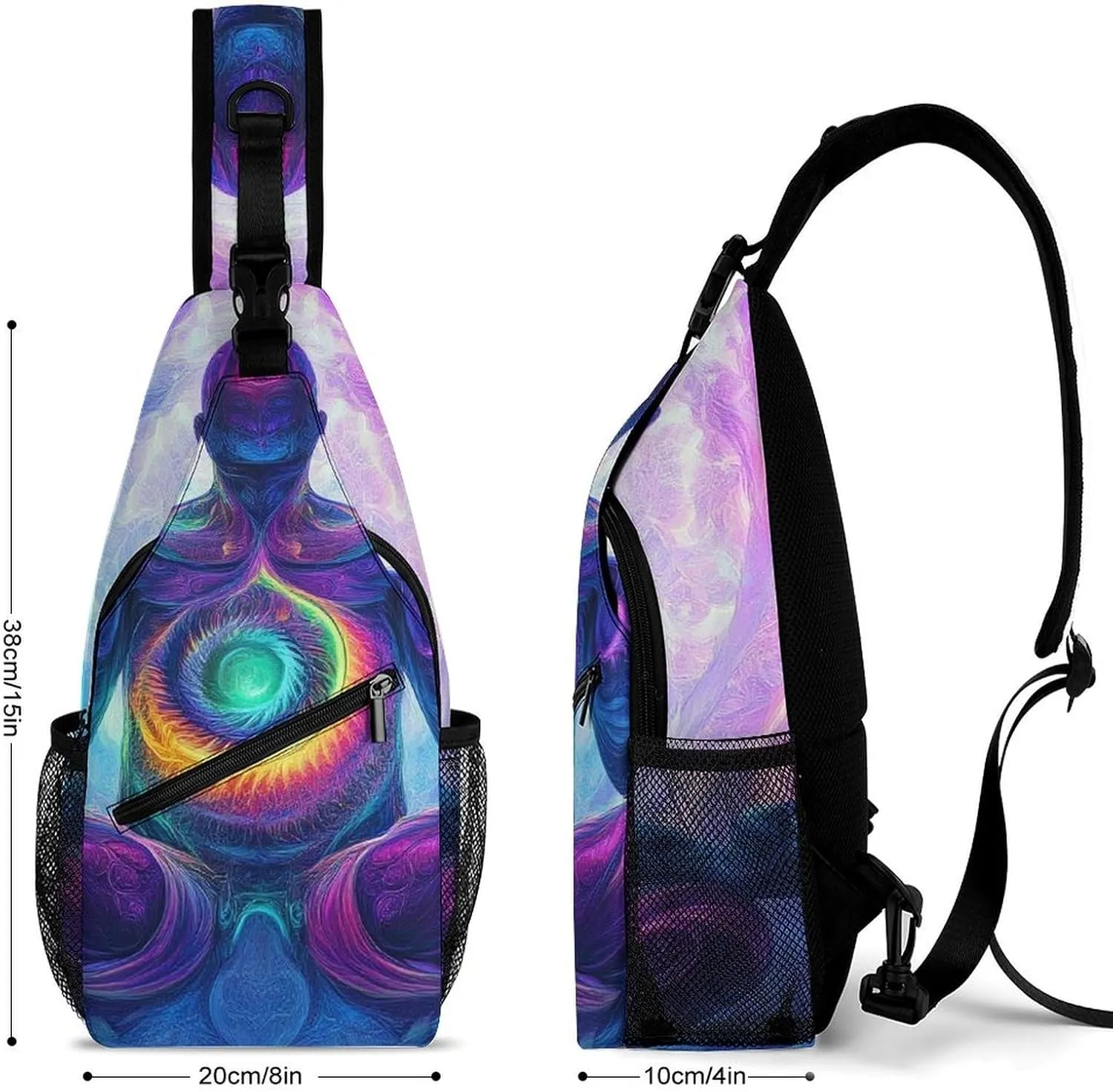 Supdreamc Men & Women Sling Bag Backpack Satchel Bookbags Travel Rucksack Daypack - Anti-Theft Multipurpose Meditation Rainbow Spiral Art Carry On Bag, Handy Crossbody Daypacks