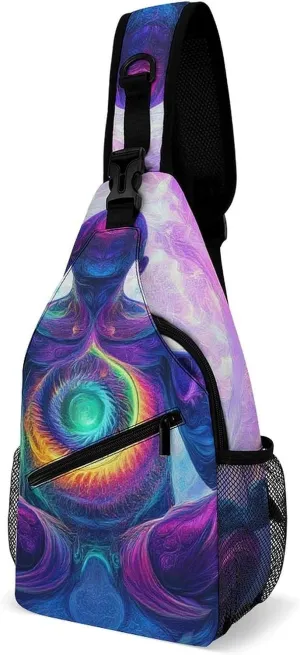 Supdreamc Men & Women Sling Bag Backpack Satchel Bookbags Travel Rucksack Daypack - Anti-Theft Multipurpose Meditation Rainbow Spiral Art Carry On Bag, Handy Crossbody Daypacks