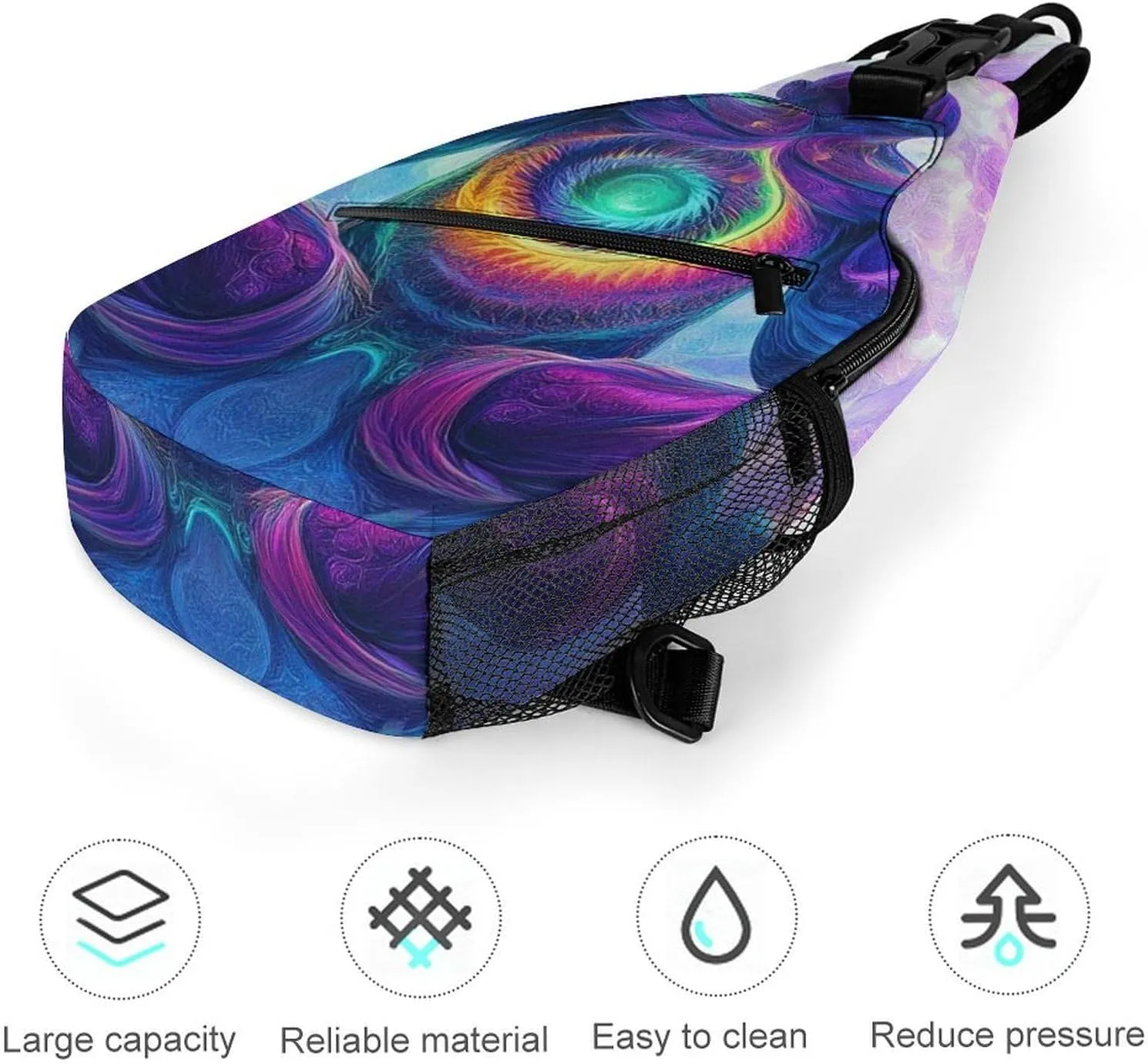 Supdreamc Men & Women Sling Bag Backpack Satchel Bookbags Travel Rucksack Daypack - Anti-Theft Multipurpose Meditation Rainbow Spiral Art Carry On Bag, Handy Crossbody Daypacks