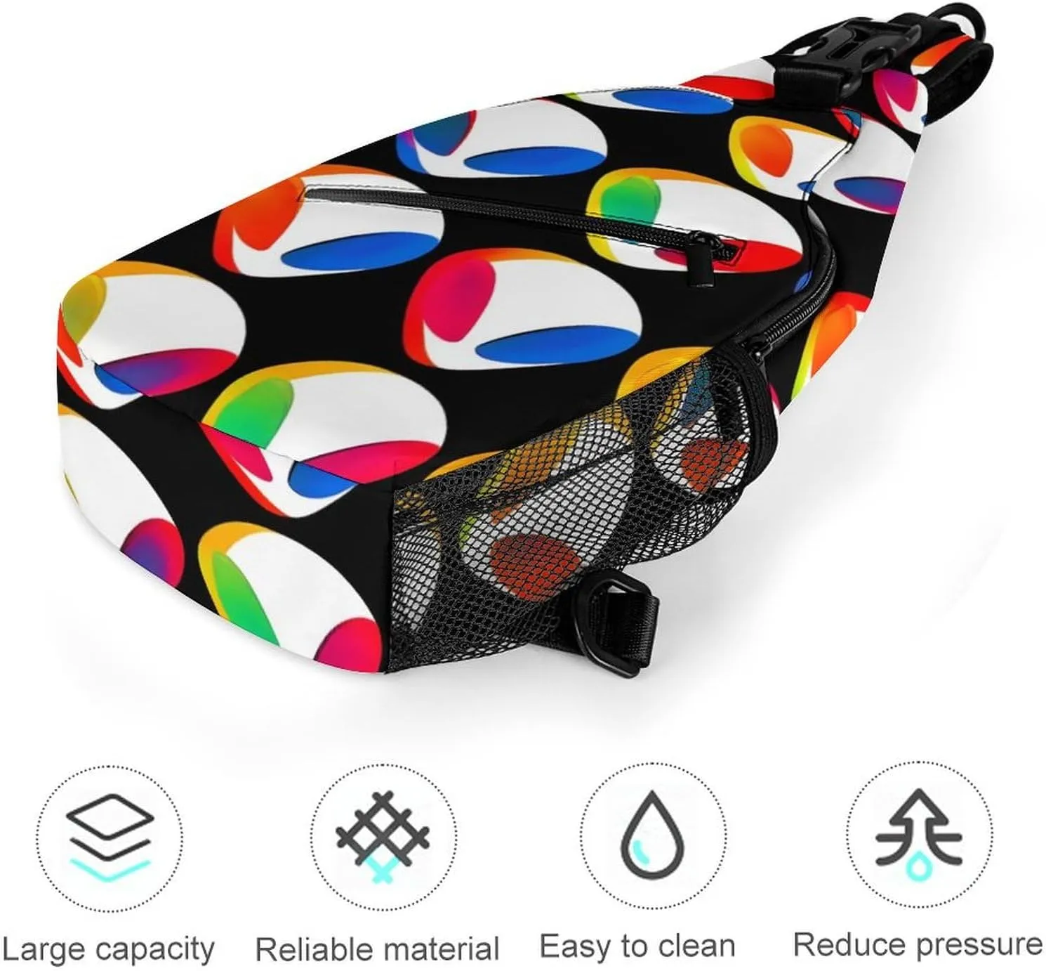 Supdreamc Men & Women Sling Shoulder Backpack Travel Backpack Camping Outdoor Bag - Cool Trippy Aliens Pattern Anti-Theft Multipurpose Bookbag, Unbalance Shoulder Chest Crossbody Bag