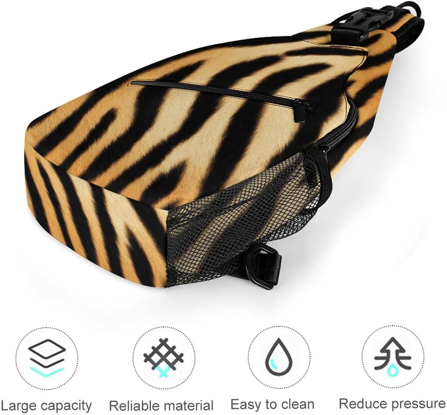Supdreamc Men & Women Sling Shoulder Backpack Travel Backpack Camping Outdoor Bag - Wild Animal Tiger Skin Stripe Anti-Theft Multipurpose Bookbag, Unbalance Shoulder Chest Crossbody Bag