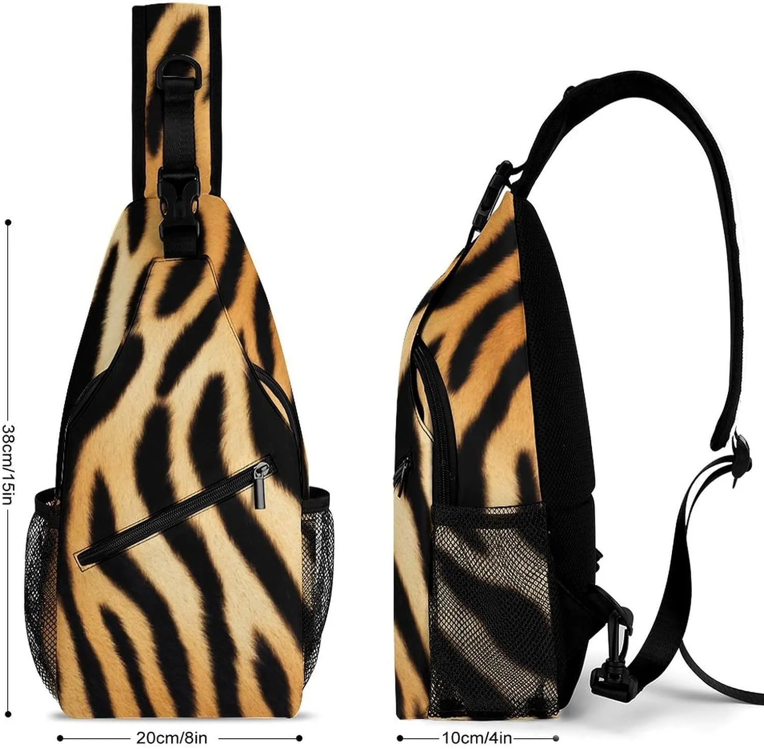 Supdreamc Men & Women Sling Shoulder Backpack Travel Backpack Camping Outdoor Bag - Wild Animal Tiger Skin Stripe Anti-Theft Multipurpose Bookbag, Unbalance Shoulder Chest Crossbody Bag