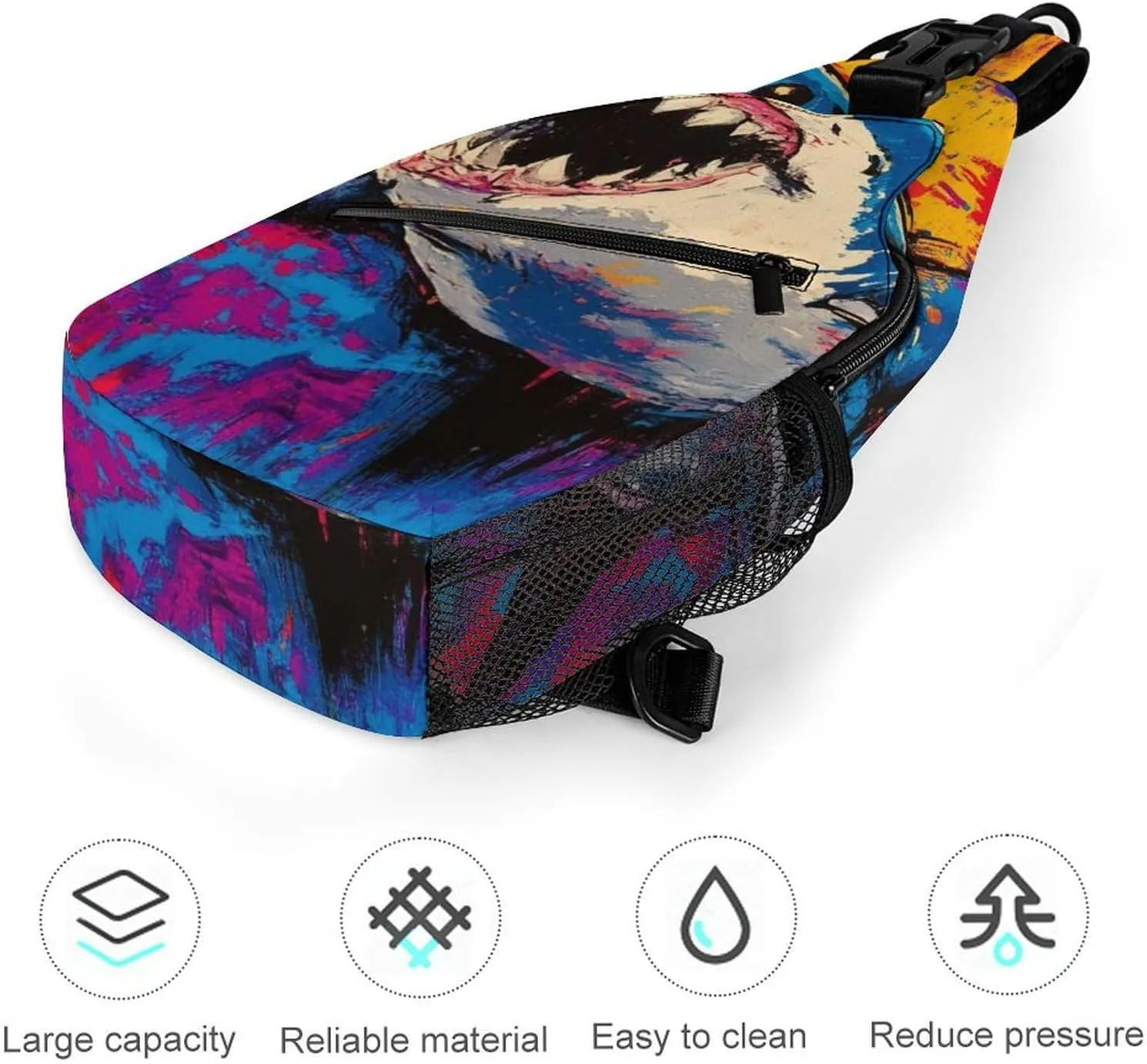 Supdreamc Sling Backpack for Women Men Multipurpose Anti-Theft Gym Crossbody Sack Satchel Outdoor Hiking Bag Tool Backpack, Cute Shark Graffiti Art Crossbody Daypacks Chest Packs