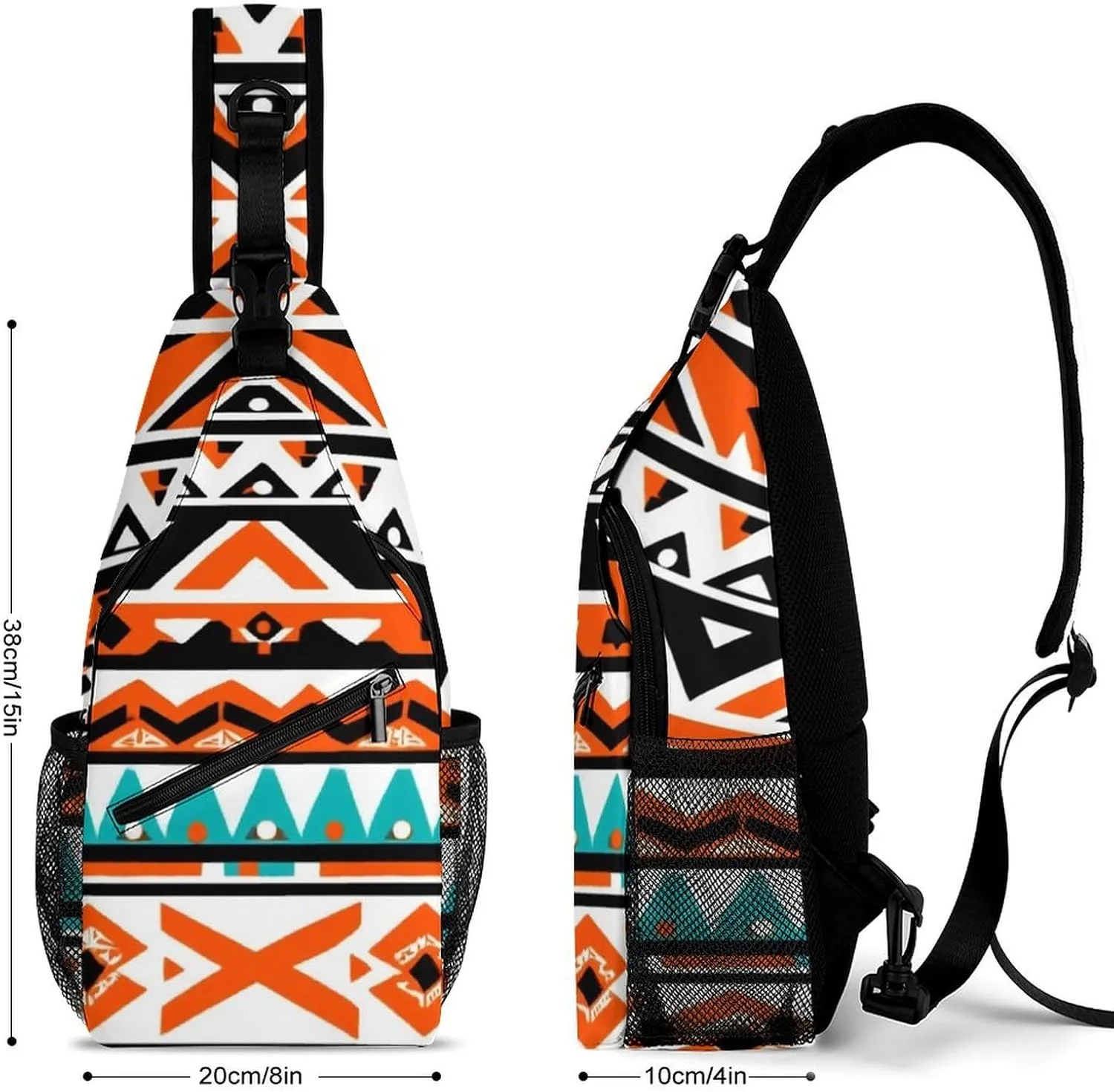 Supdreamc Sling Bag Backpack for Men Women Multipurpose Anti-Theft Outdoor Sport Daypack Travel Bag Tactical Satchel, Indiana Western Southwest Tribal Ethnic Aztec Geometric Chest Day Bag Backpack