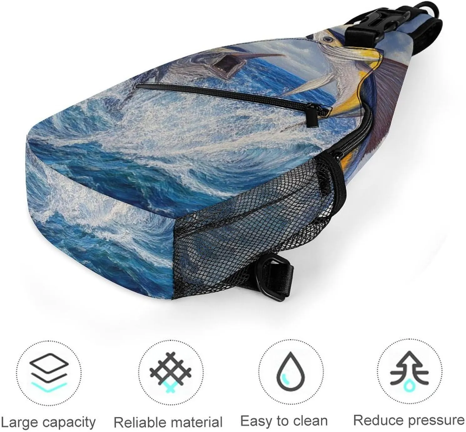Supdreamc Ultra Lightweight Sling Backpack Shoulder Chest Crossbody Bag Multipurpose Anti-Theft Backpacking for Hiking Cycling Walking Dog Bicycle Travel - Whimsical Fish Painting