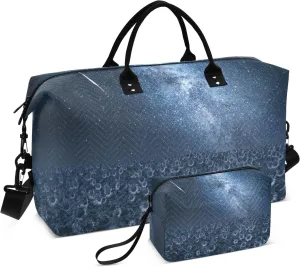 susiyo Travel Duffel Bags Sunflower Field at Night and Milky Way Quilted Gym Bag Weekender Overnight Bags with Small Makeup Pouch