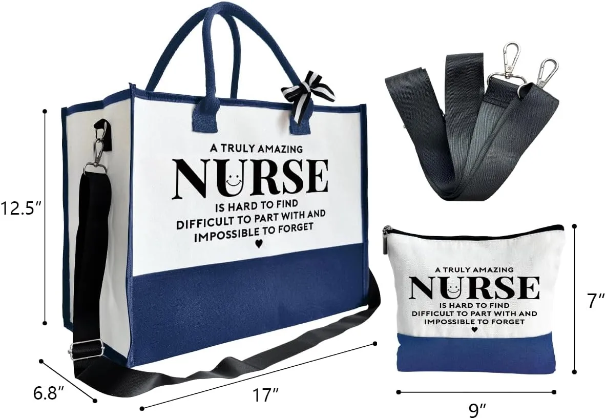 SUSZDOU Amazing Nurse Canvas Tote Bag for Women, Shoulder Beach Travel Bag With Zipper, Thank You Gift, Make Up Gag C1