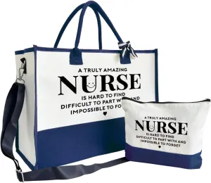 SUSZDOU Amazing Nurse Canvas Tote Bag for Women, Shoulder Beach Travel Bag With Zipper, Thank You Gift, Make Up Gag C1