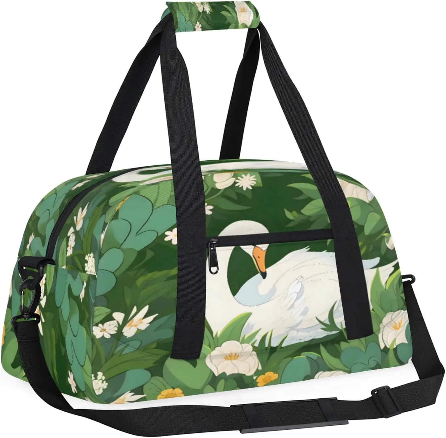 Swan Duck Small Gym Bag 18 inch Carry On Duffel Bag for Weekender Travel Sports Workout Yoga Gymnastics Dance Ballet
