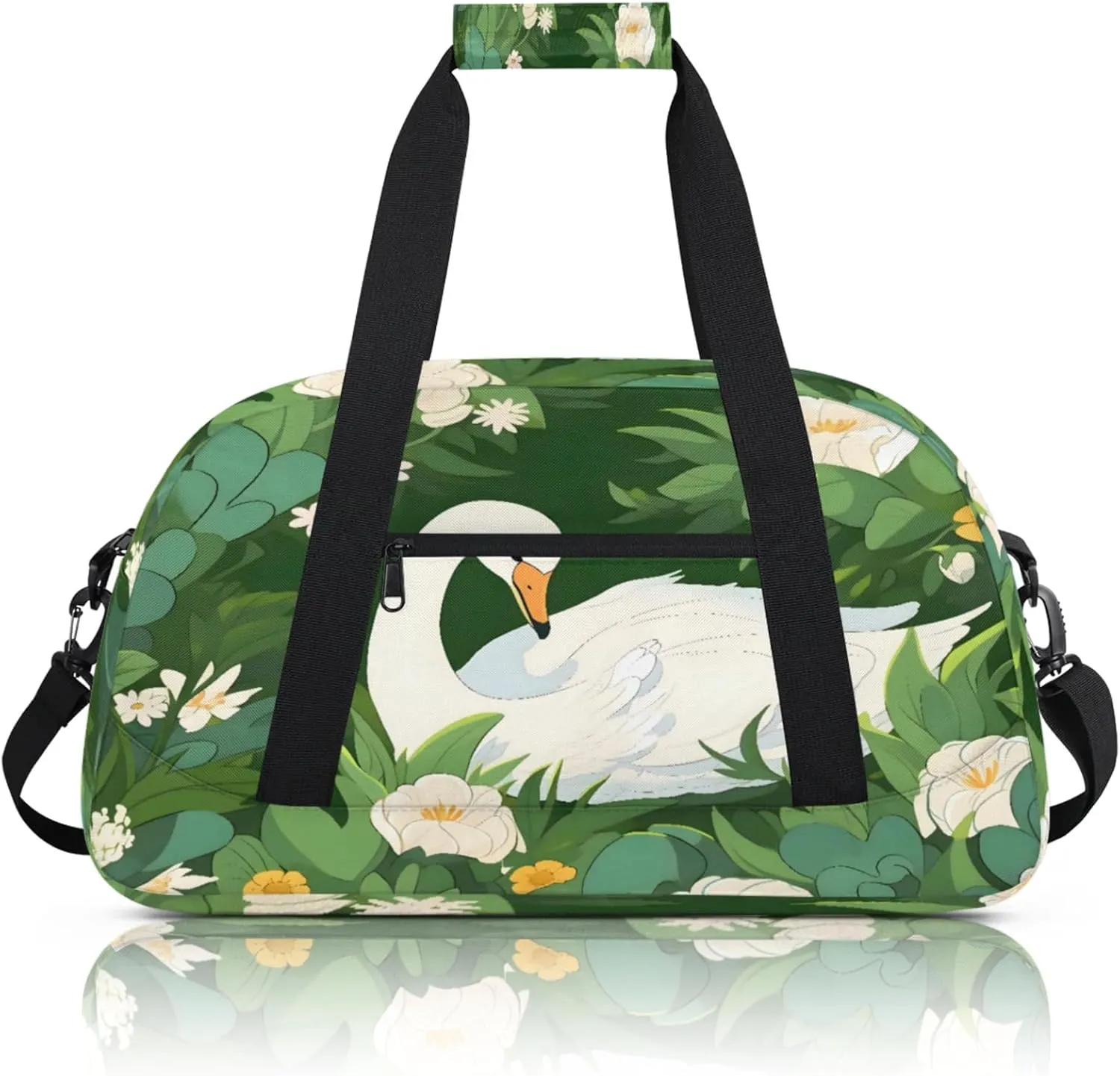 Swan Duck Small Gym Bag 18 inch Carry On Duffel Bag for Weekender Travel Sports Workout Yoga Gymnastics Dance Ballet