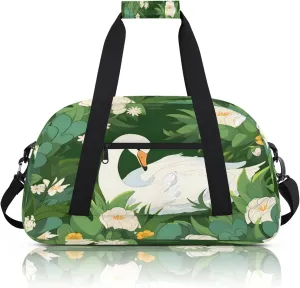 Swan Duck Small Gym Bag 18 inch Carry On Duffel Bag for Weekender Travel Sports Workout Yoga Gymnastics Dance Ballet