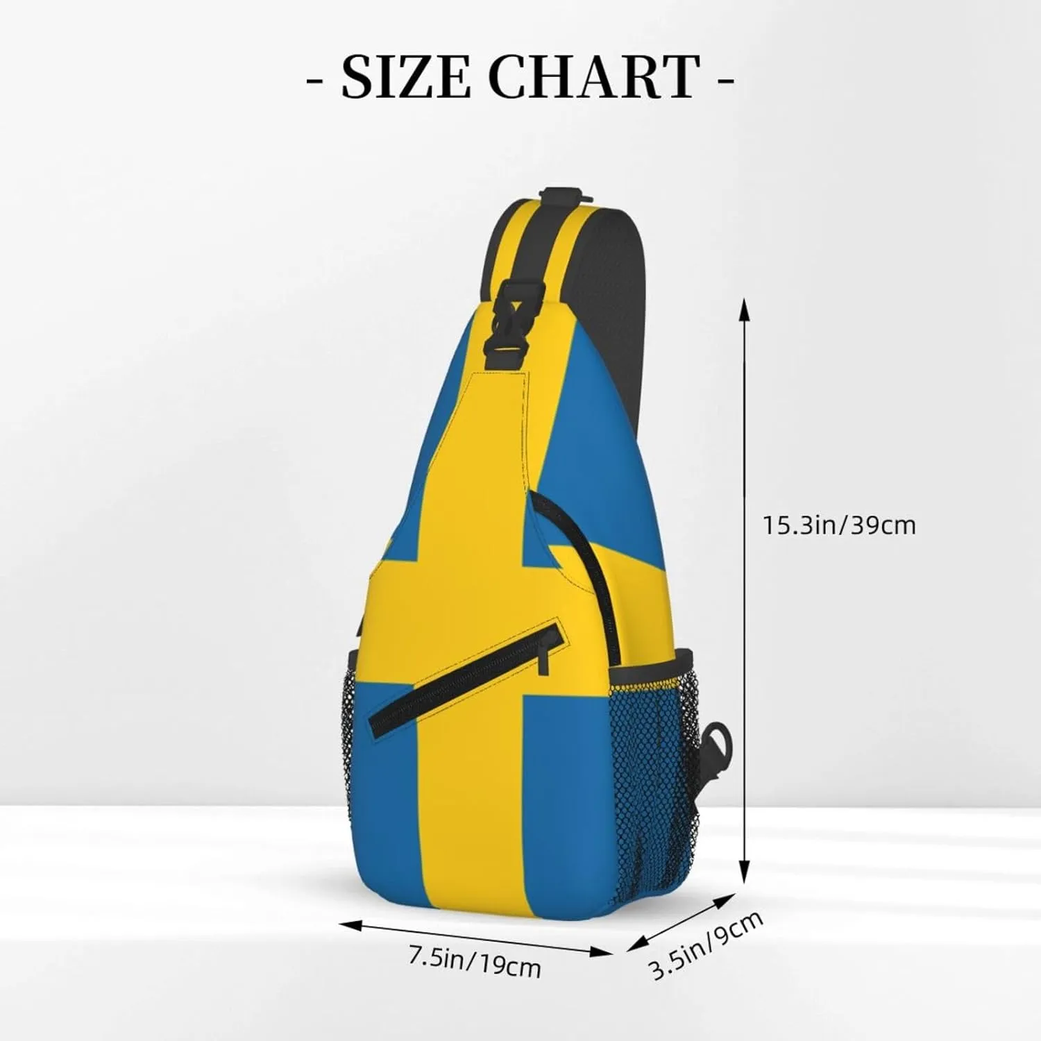 Sweden Flag Sling Bag for Men Women Adjustable Shoulder Sling Backpack Lightweight Chest Crossbody Bags for Travel Hiking Daypack Fanny Pack