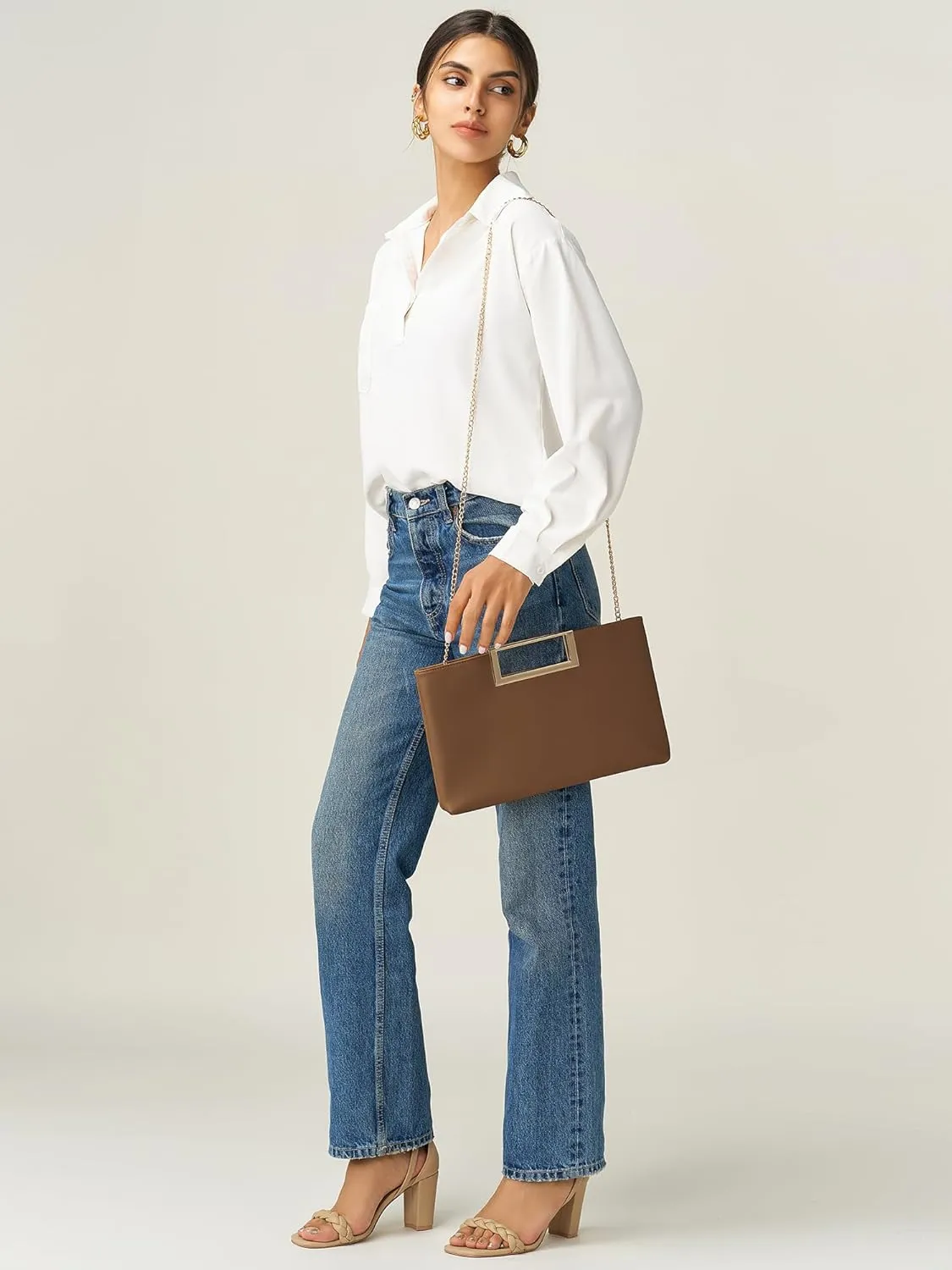 SWEETV Clutch Purses for Women Evening Formal, Fashion PU Leather Purse for Prom, Cocktail, and Wedding,Nina
