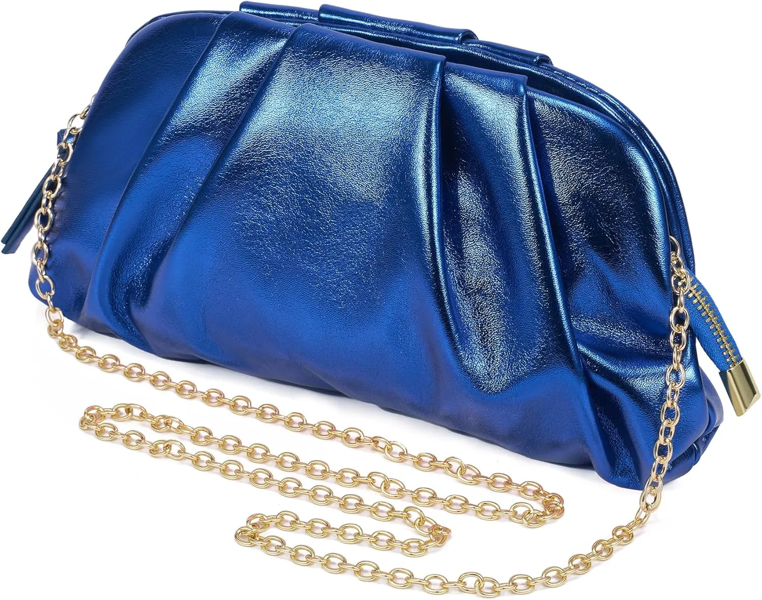SWEETV Dressy Vegan Leather Clutch Purse for Women Formal, Soft Pleated PU Evening Clutch for Weddings, Proms, Cocktail-Gemma