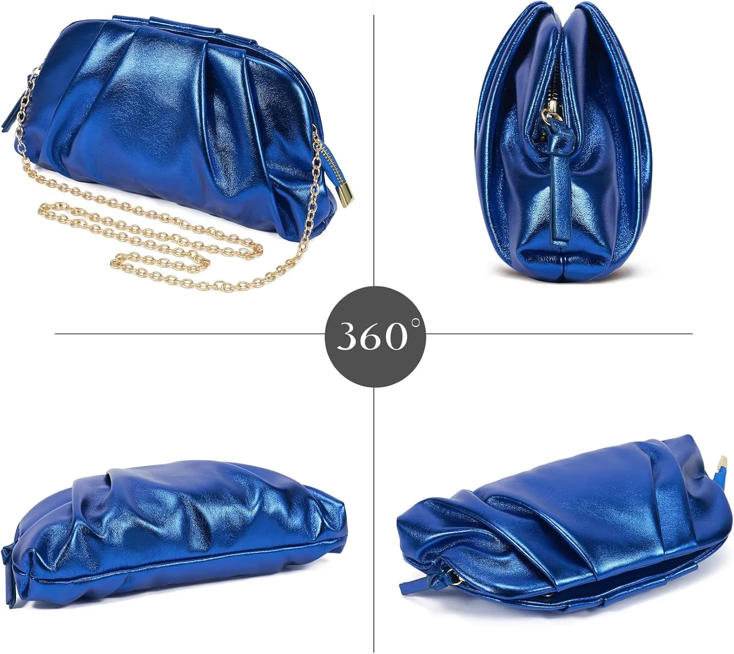 SWEETV Dressy Vegan Leather Clutch Purse for Women Formal, Soft Pleated PU Evening Clutch for Weddings, Proms, Cocktail-Gemma