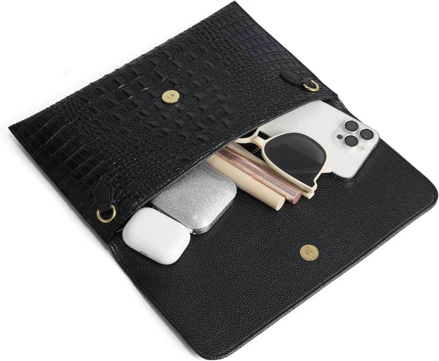 SWEETV Evening Clutch Purses for Women Elegant Wristlet Wallets Crocodile Pattern PU Leather Cross body Purse Formal/Wedding