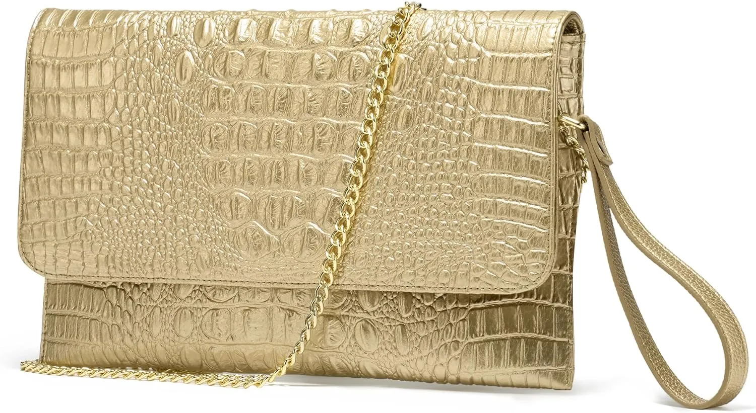 SWEETV Evening Clutch Purses for Women Elegant Wristlet Wallets Crocodile Pattern PU Leather Cross body Purse Formal/Wedding
