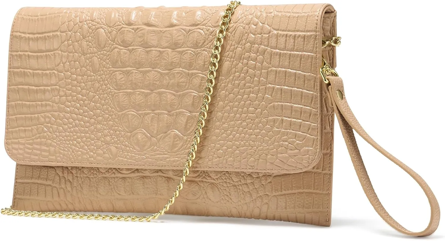SWEETV Evening Clutch Purses for Women Elegant Wristlet Wallets Crocodile Pattern PU Leather Cross body Purse Formal/Wedding