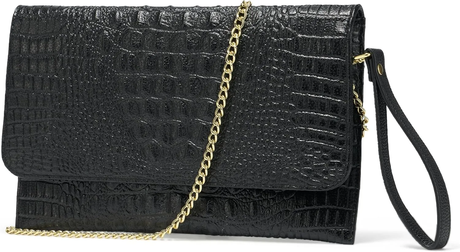 SWEETV Evening Clutch Purses for Women Elegant Wristlet Wallets Crocodile Pattern PU Leather Cross body Purse Formal/Wedding