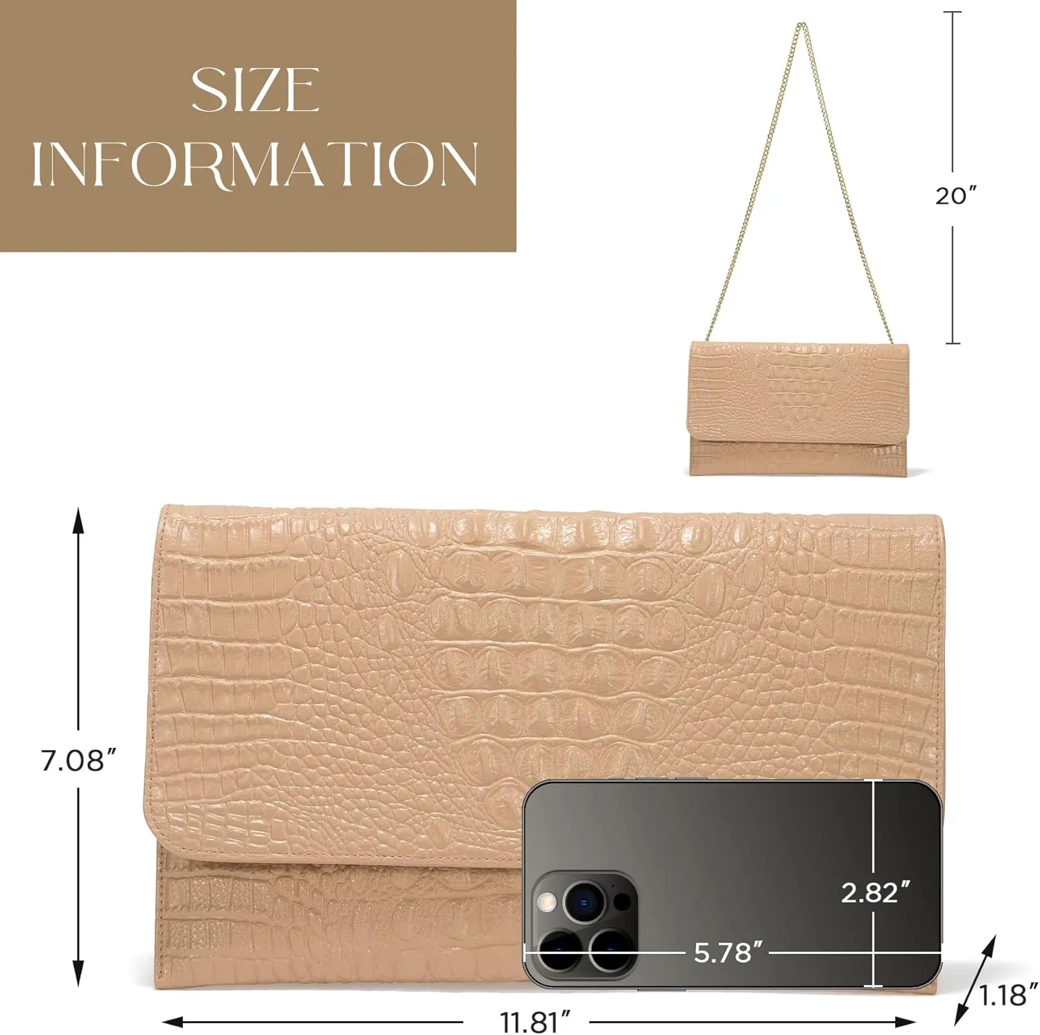 SWEETV Evening Clutch Purses for Women Elegant Wristlet Wallets Crocodile Pattern PU Leather Cross body Purse Formal/Wedding