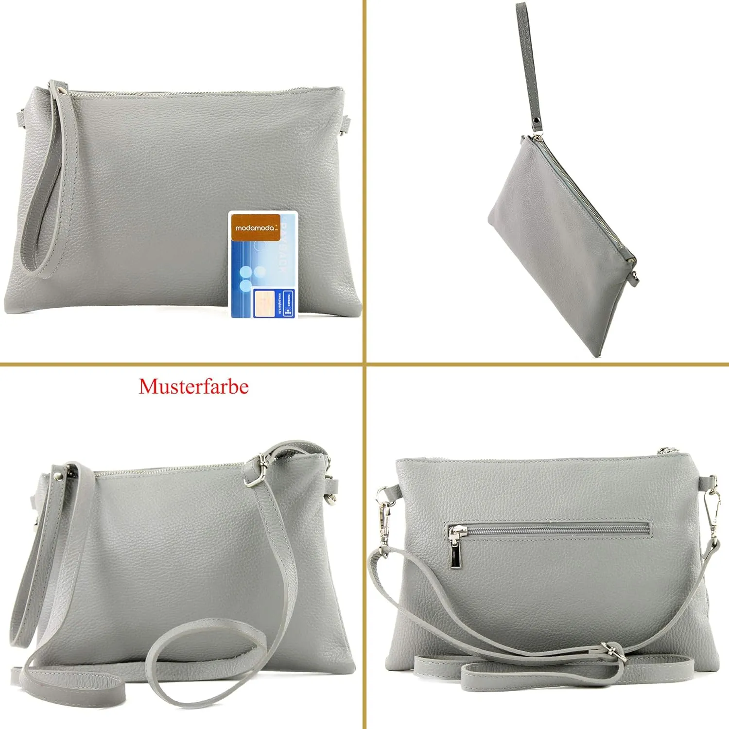 T186 - Italian clutch shoulder bag leather medium