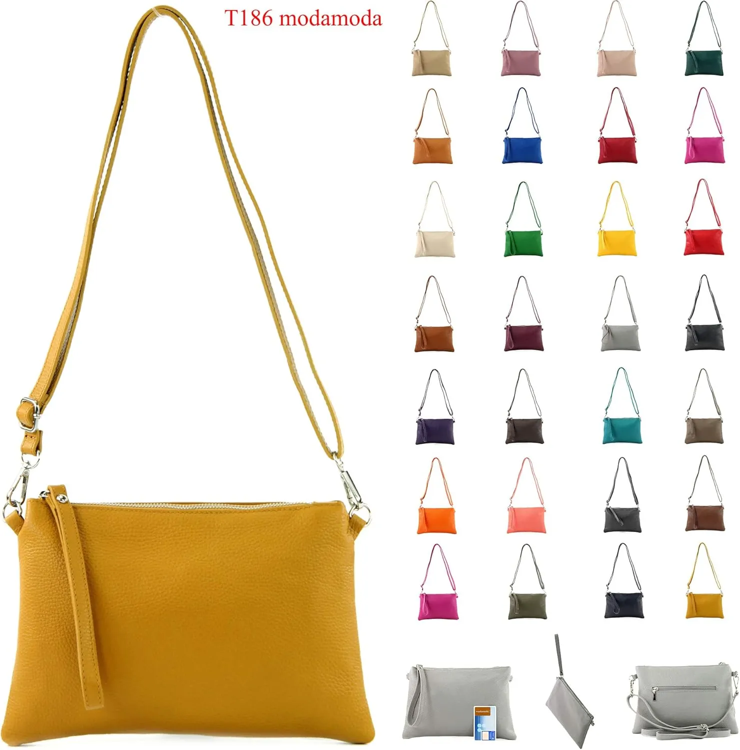 T186 - Italian clutch shoulder bag leather medium