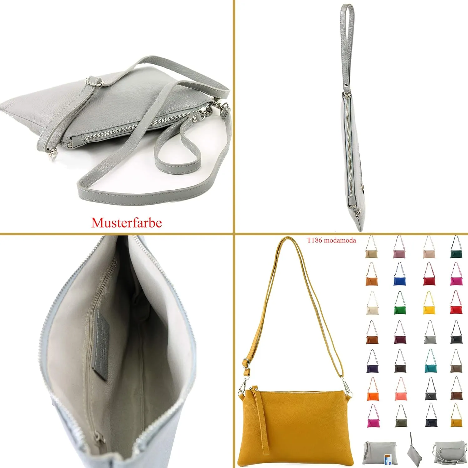 T186 - Italian clutch shoulder bag leather medium