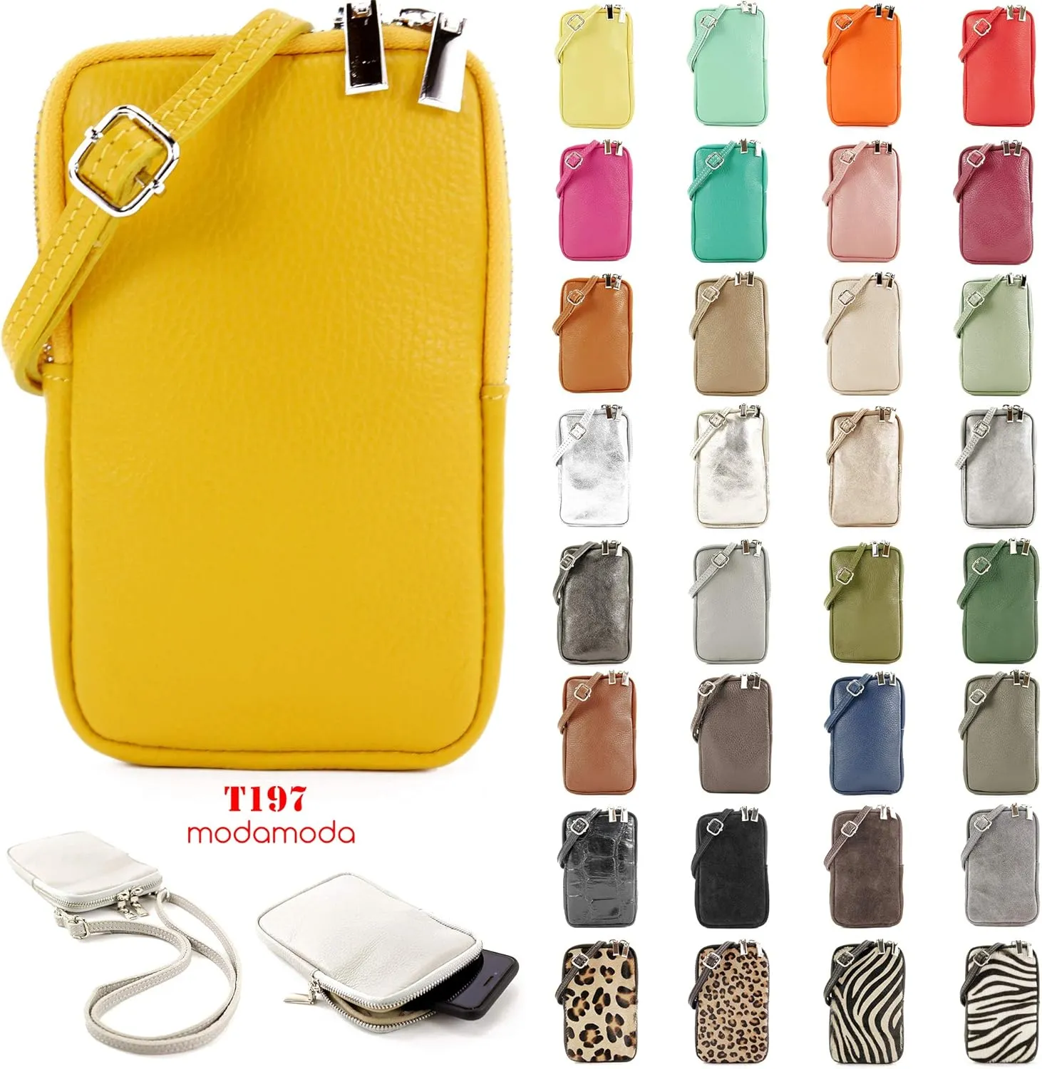 T197 - Italian leather shoulder bag mobile phone bag small
