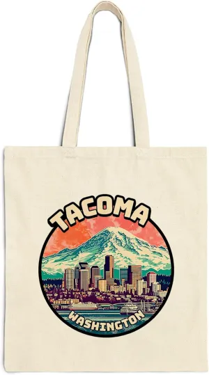 Tacoma Washington Cotton Tote Bag for Women Men Casual Tote Bag Cloth Canvas Shopping Bags with Handles Cute Bags Everyday Use 15" x 16" Aesthetic Gift ID44997