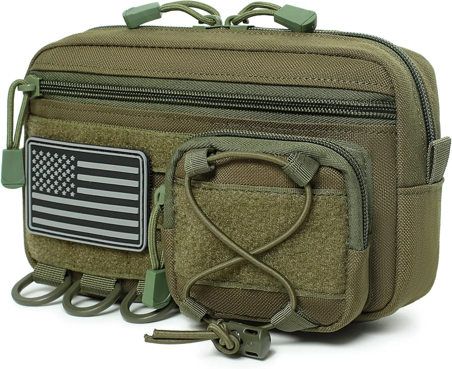 Tactical Molle Horizontal Admin Pouch with Front Drawstring Pocket EMT Pouch EDC Utility Orgaznier Bag