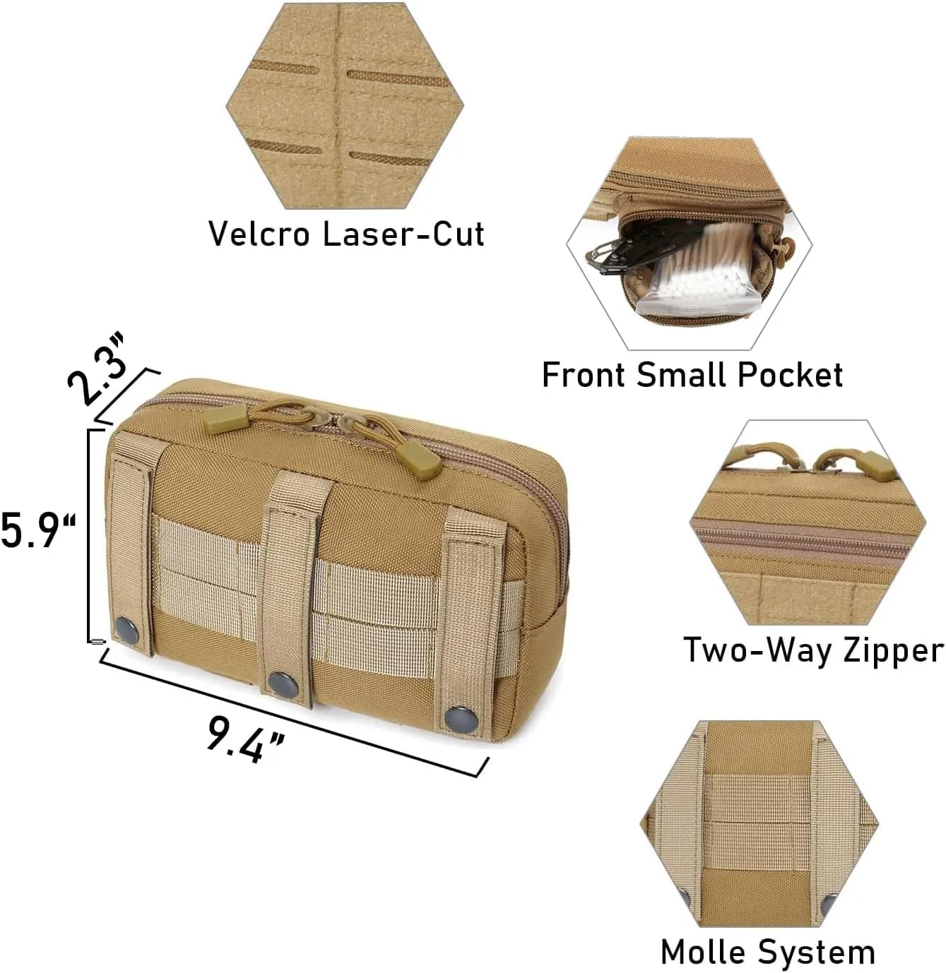 Tactical Molle Horizontal Admin Pouch with Front Drawstring Pocket EMT Pouch EDC Utility Orgaznier Bag