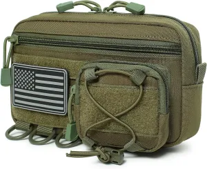 Tactical Molle Horizontal Admin Pouch with Front Drawstring Pocket EMT Pouch EDC Utility Orgaznier Bag
