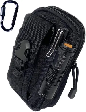 Tactical Pouch Multipurpose Waist Bag Tactical Holster Military Waist Belt Bag Wallet Pouch Purse Phone Case with Zipper Compatible with Most Models Cell Phone - Black