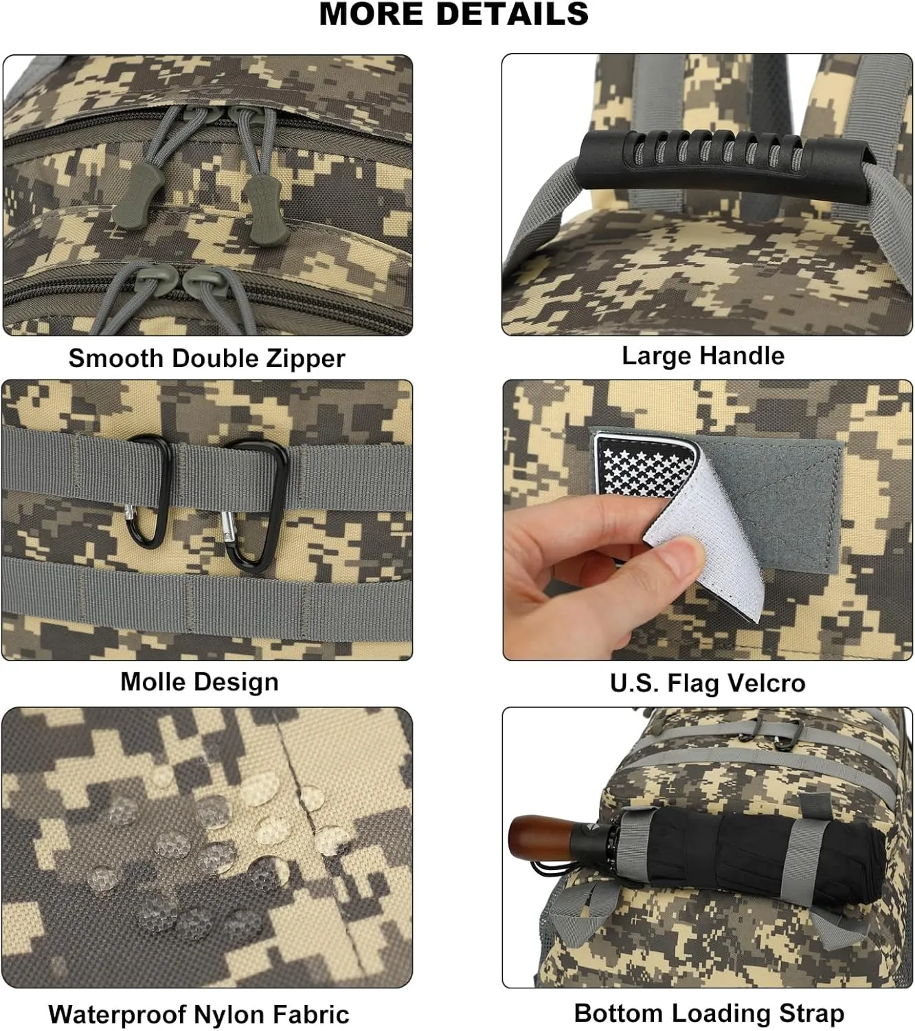 Tactical School Backpack for Boys Men, Military Army Bookbag for Kids Teens Adults Camping Travel Outdoor Hiking (ACU Camo)
