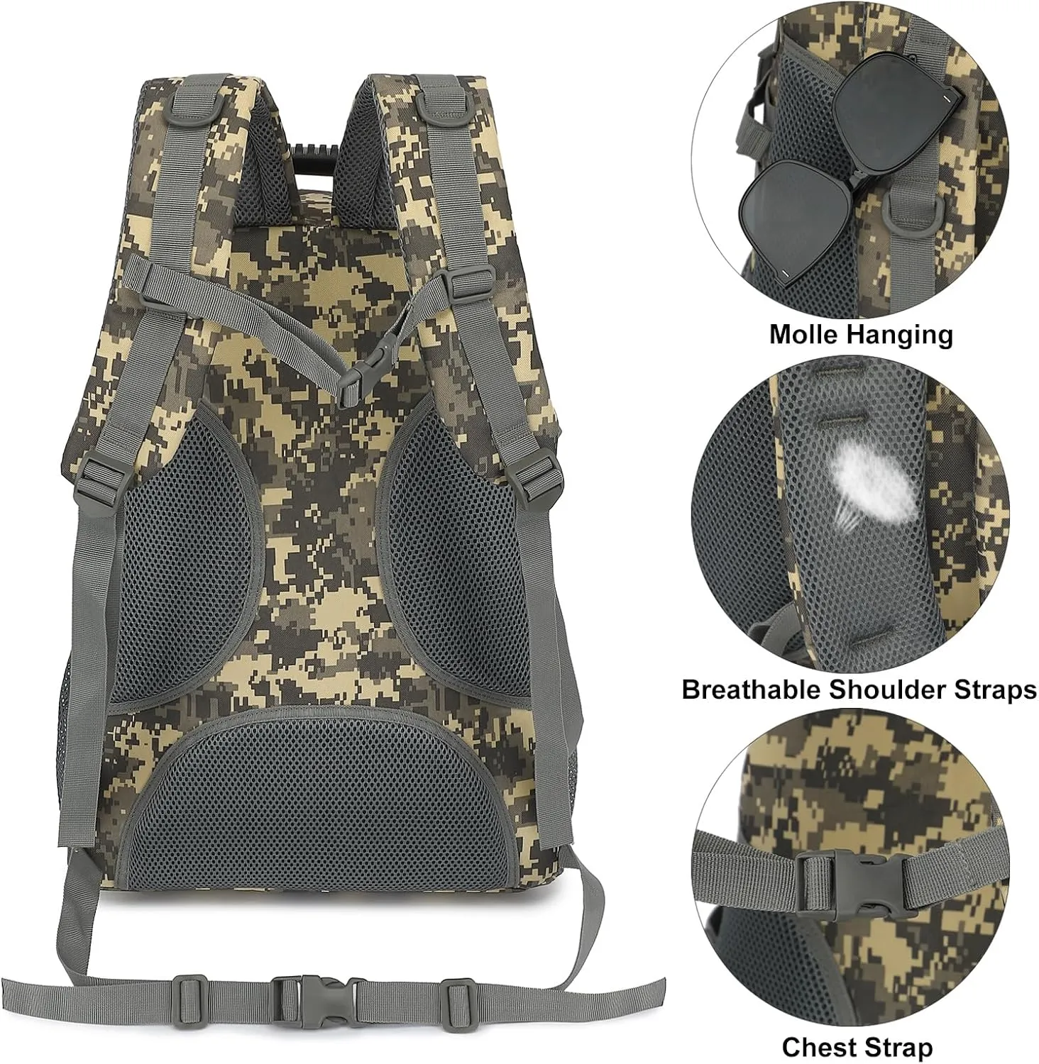 Tactical School Backpack for Boys Men, Military Army Bookbag for Kids Teens Adults Camping Travel Outdoor Hiking (ACU Camo)