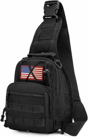 Tactical Shoulder Sling Bag, Small Shoulder Bag for Men, Outdoor Crossbody Backpack Tactical Chest Bag for Every Day Carry (Black)