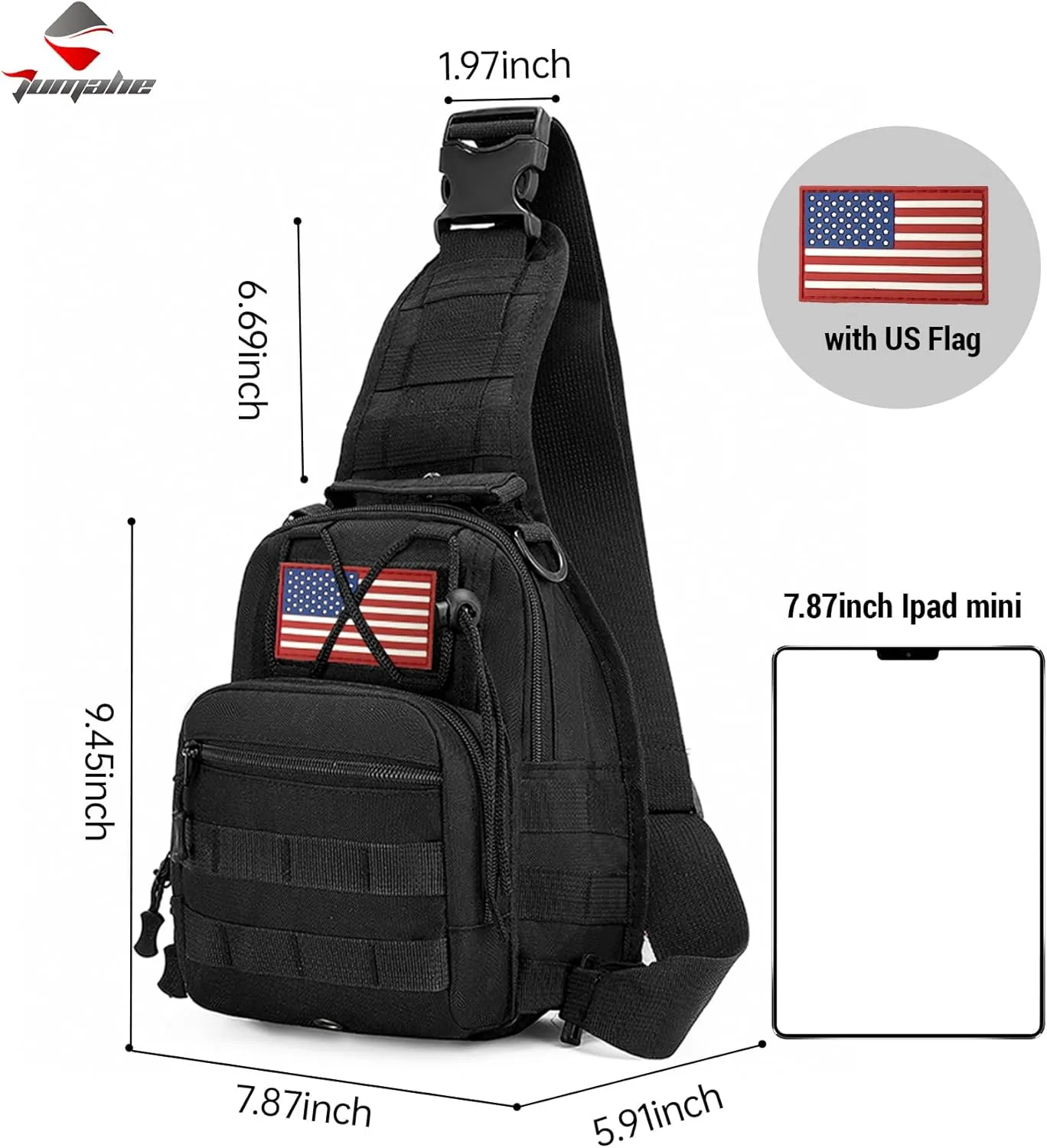 Tactical Shoulder Sling Bag, Small Shoulder Bag for Men, Outdoor Crossbody Backpack Tactical Chest Bag for Every Day Carry (Black)