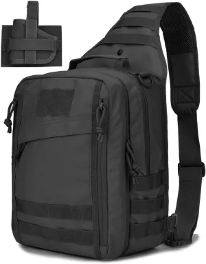 Tactical Sling Bag Pack w/Gun Holster Small Military Rover Shoulder Sling Pack Molle Assault Range Bag Everyday Carry Diaper Bag