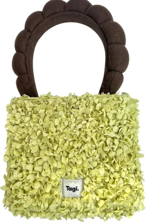 Tagi Women's Small Cute Genuine Leather Interior Croissant Handle Shoulder Bag with Soft Fluffy Handmade Handle