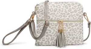 Tara Vegan Leather Crossbody Bags Wristlet Wallets Clutch Purses Shoulder Handbag with Tassel Zippers for Women