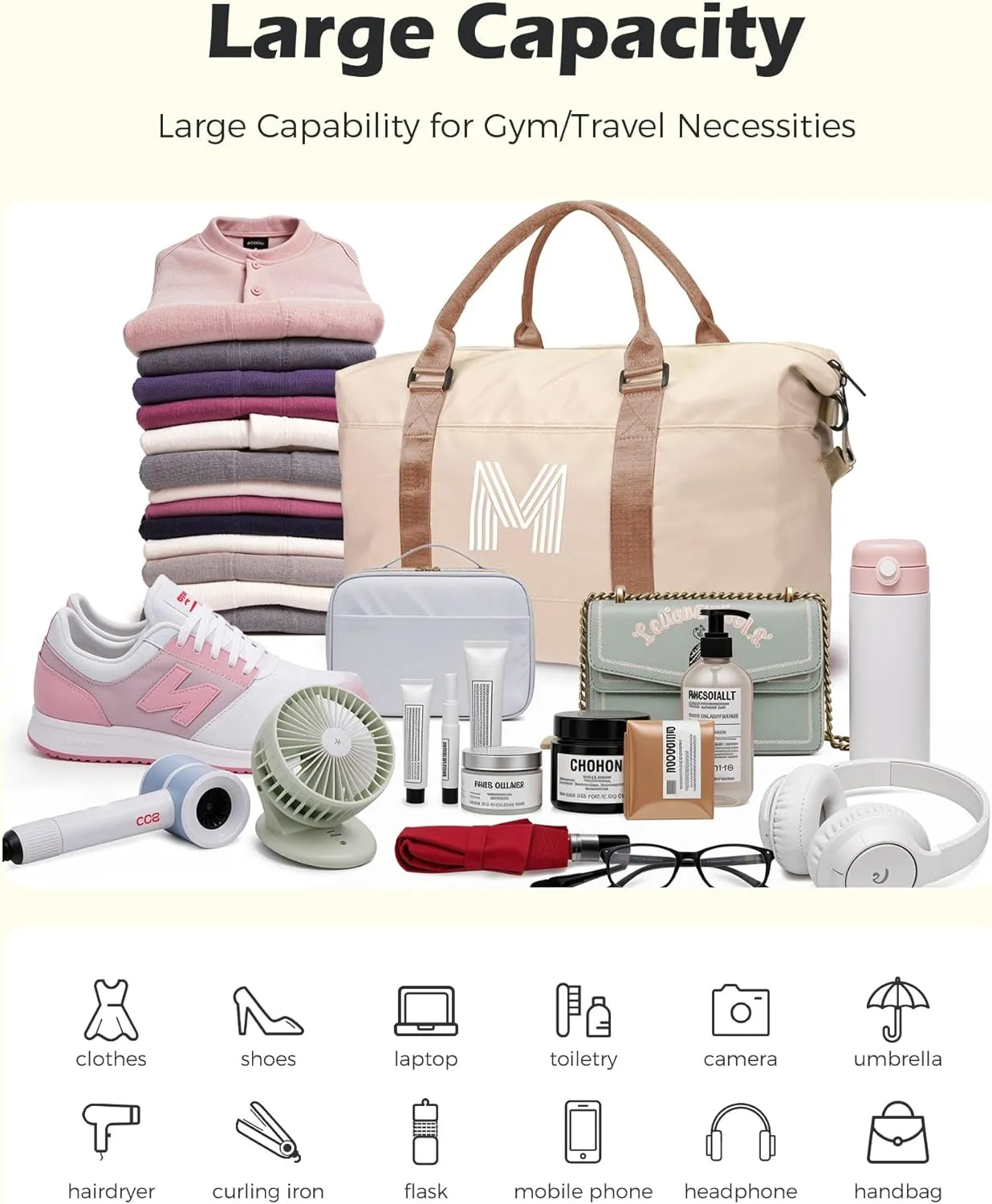 Teenage Girl Stuff, Initial Travel Duffel Bag, Gym Bag, Duffel Bag,Personalized Weekender Bag，Monogram Overnight Bag Birthday Gifts for Women Mom Her Girlfriend Gifts (Letter R)