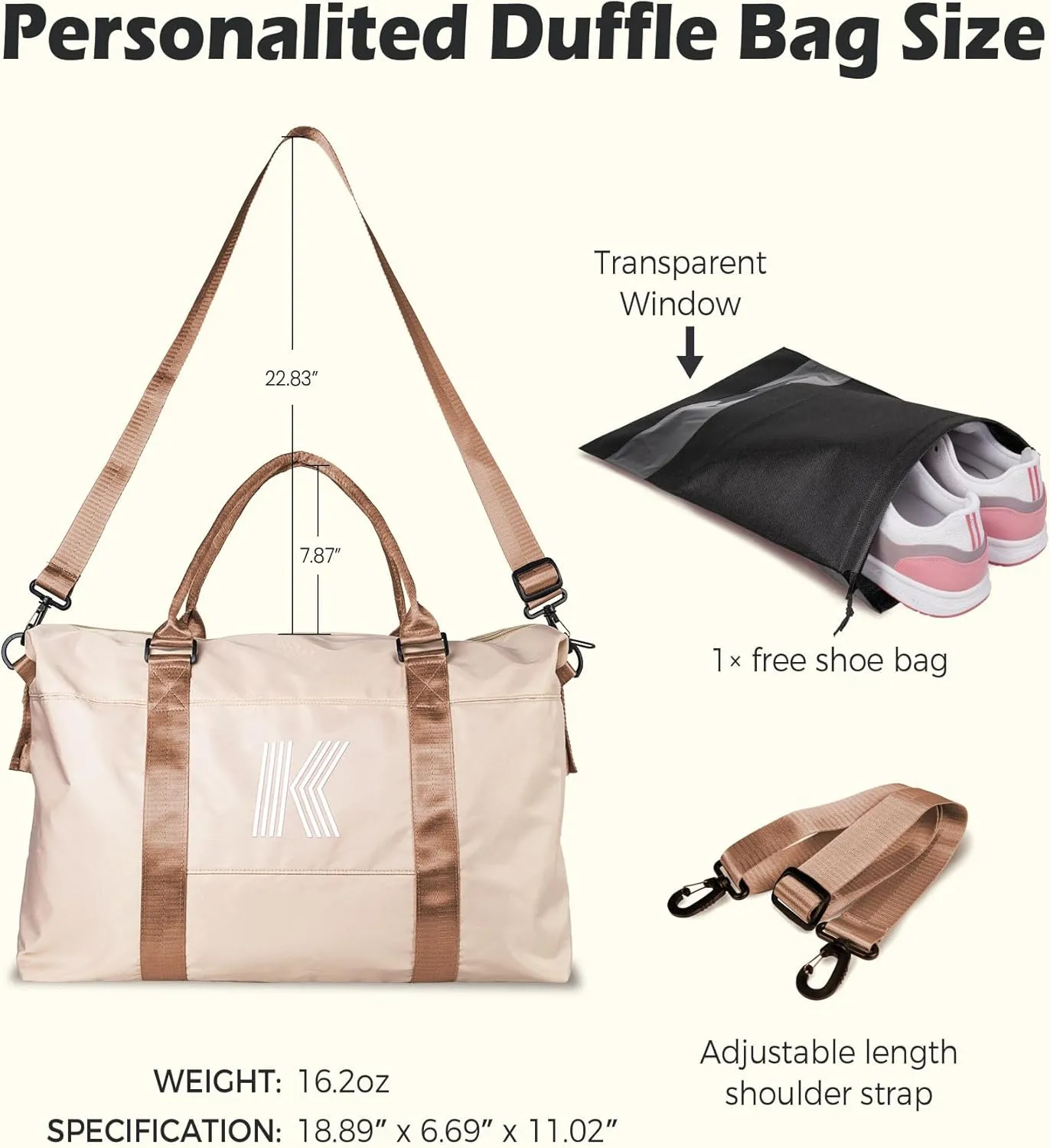 Teenage Girl Stuff, Initial Travel Duffel Bag, Gym Bag, Duffel Bag,Personalized Weekender Bag，Monogram Overnight Bag Birthday Gifts for Women Mom Her Girlfriend Gifts (Letter R)