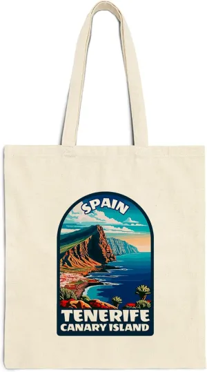 Tenerife Canary Islands Spain Cotton Tote Bag for Women Men Casual Tote Bag Cloth Canvas Shopping Bags with Handles Cute Bags Everyday Use 15" x 16" Aesthetic Gift ID44997
