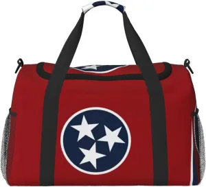 Tennessee state flag print Carry on Luggage for Women Men Shoulder Weekender Crossbody Bag for Yoga Travel Must Haves