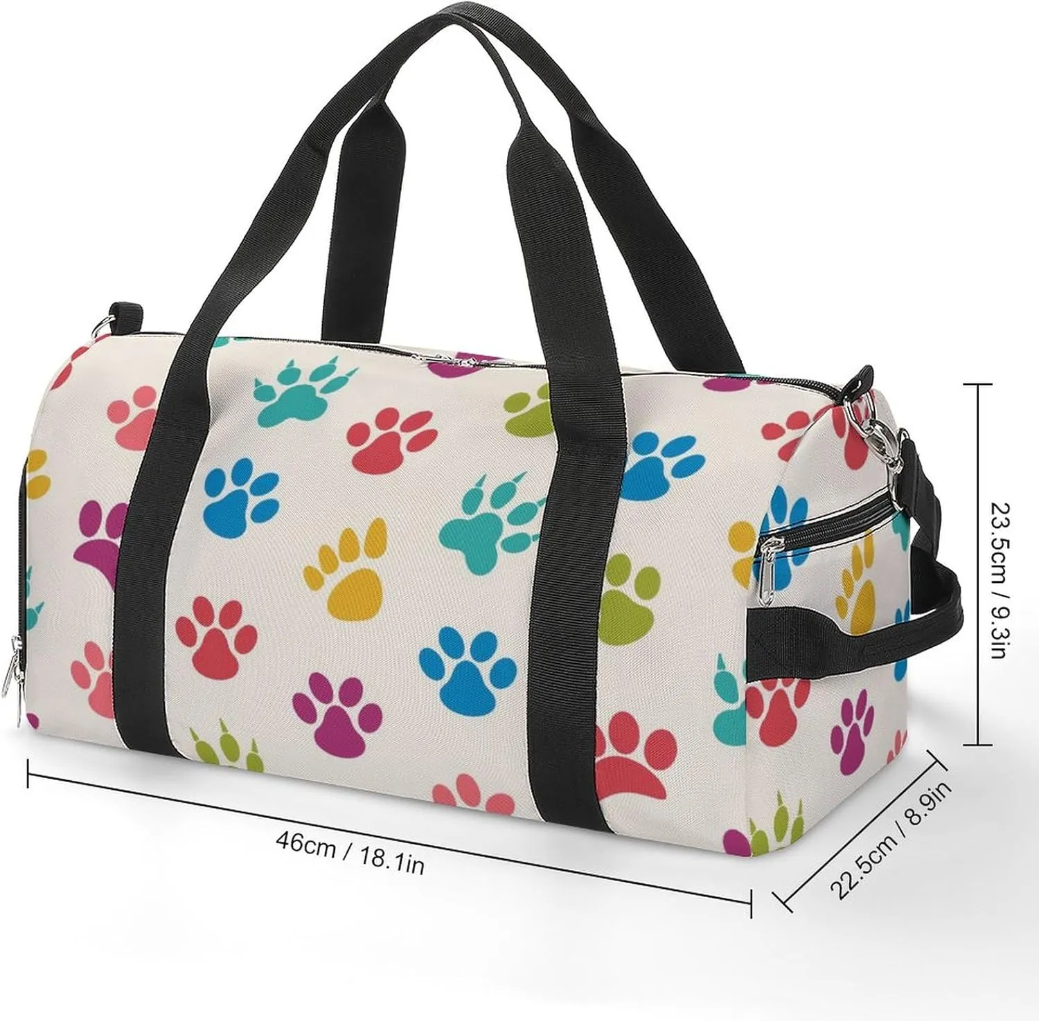 Texture with Traces of Cats, Dogs Sports Tote Gym Bag for Women Men, Overnight Bag with Shoe Compartment Water Resistant