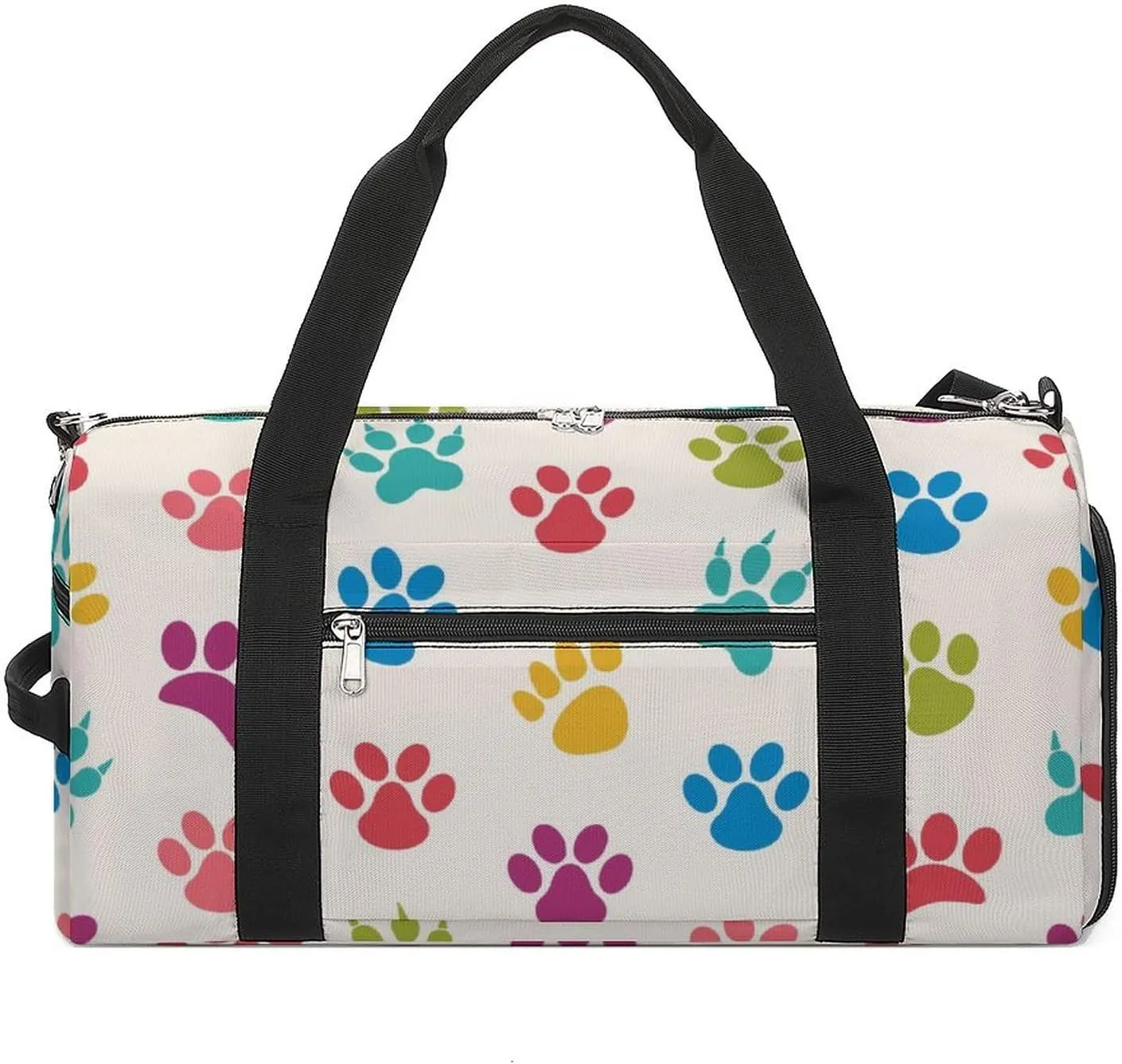 Texture with Traces of Cats, Dogs Sports Tote Gym Bag for Women Men, Overnight Bag with Shoe Compartment Water Resistant