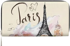the famous Paris Eiffel Tower Wallet for Men Women Elegant Long Clutch Zip Around Travel Leather Coin Purse Large Capacity Credit Card Holder Handbag