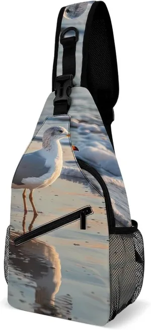 The Lone Seagulls Crossbody Bag Over Shoulder Sling Backpack Casual Cross Chest Side Pouch 38x20cm
